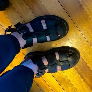 Dr. Marten Black Leather Sandals